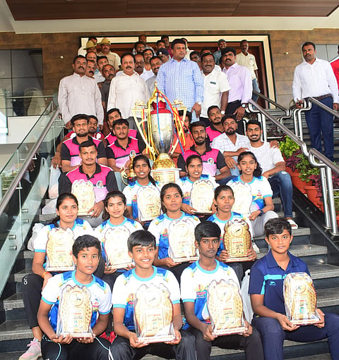 Congratulatory ceremony for athletes Mandya