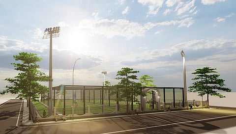 Construction of Greenmat Stadium at Mandya