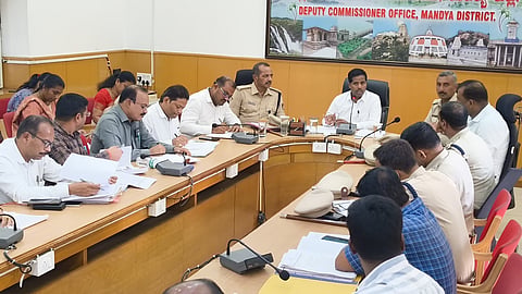 DC meets with revenue and police department officials Mandya