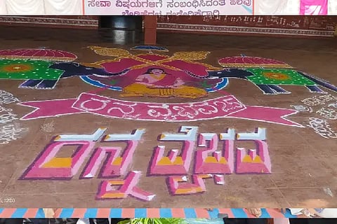Lalama stands alone in the Rangoli competition