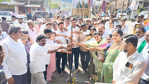 MLA launches road development work Mandya