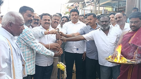 Road development work launched Mandya
