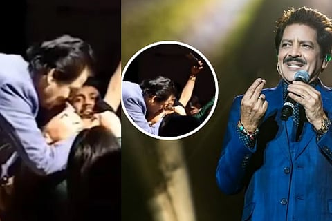 Udit Narayan Kissing A Female Fan On Lips
