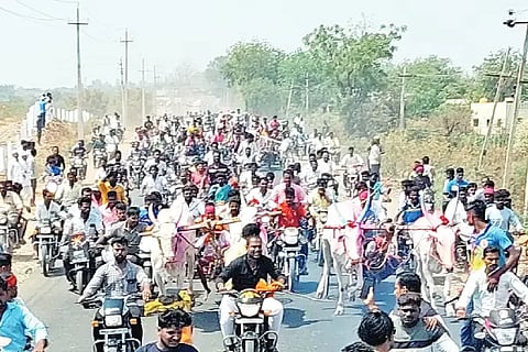 A group of farmers enjoyed the excitement of the competition.