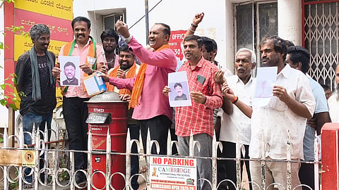 BJP protests against DCM D. K. Shivakumar Mandya
