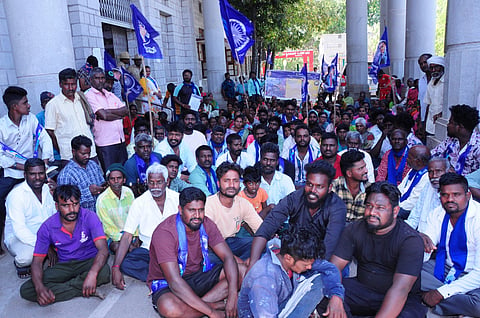 Jai Bhim organization activists protest Mandya