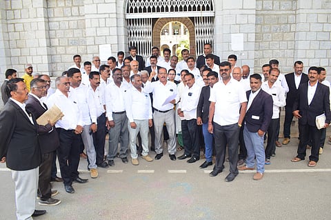 Lawyers protest against Pandavapura AC Mandya