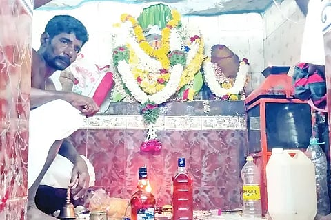 Liquor is the offering to Kanaka Raya.