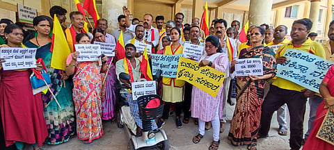 KRS party workers protest Mandya