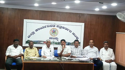 Congress leaders hold press conference against Annadani Mandya