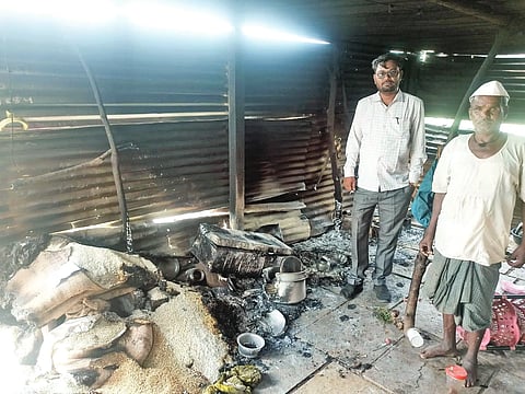 House burned down by lightning