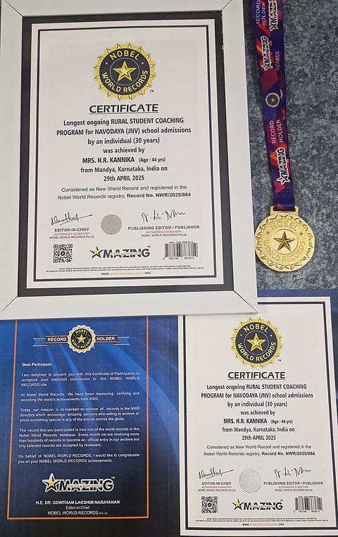 Kanika gets Nobel World Record Award Mandya