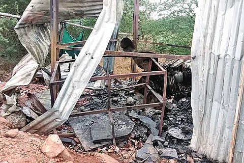 Petrol poured out of the shop