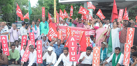 Protest by labor organizations in Mysore