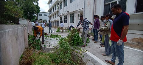 Shramadana in Zilla Panchayat premises Mandya