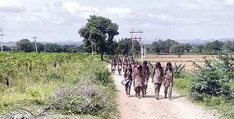 students walking