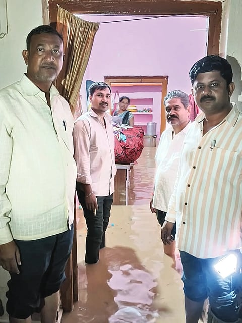 Houses flooded due to heavy rain