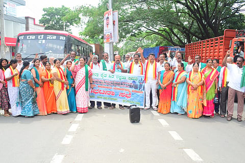 Protest against amusement park project Mandya