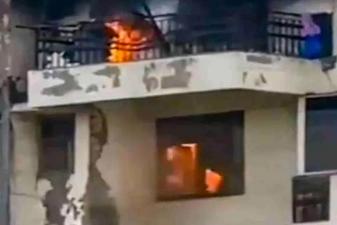 burning building