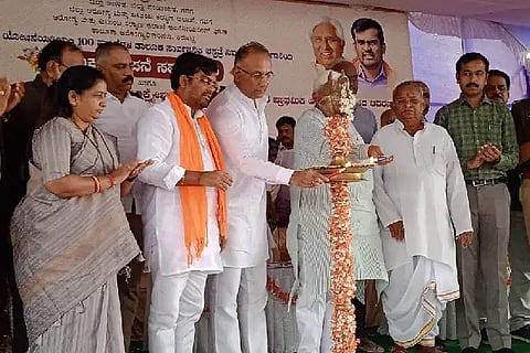 Building foundation stone laying
