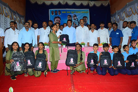 Distribution of schoolbags to government high school children Mandya