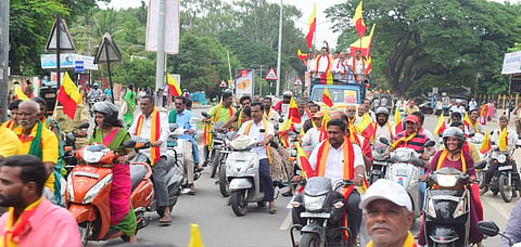 Protest to evict Tamil colony residents Mandya