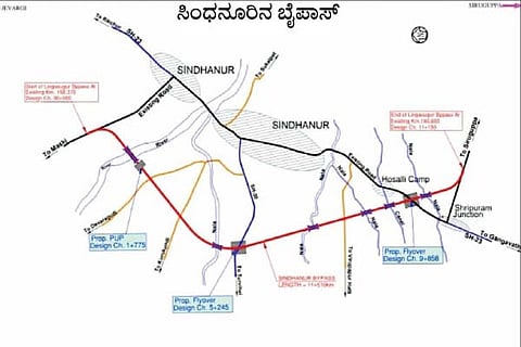 Sindhanour bypass road map
