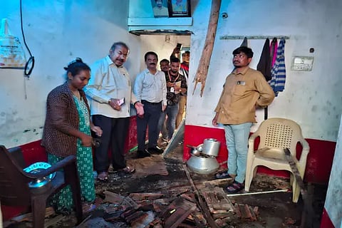 mlc channabasappa visit from rain damage home