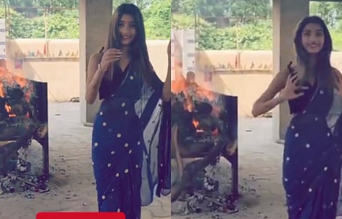 A young woman who made reels in front of a burning pyre
