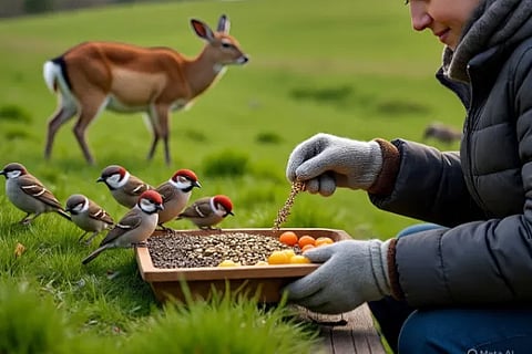 Feed the birds and animals