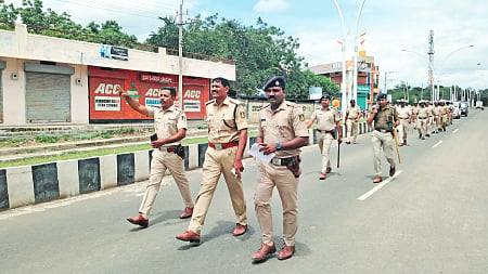 Police parade in Managuli town