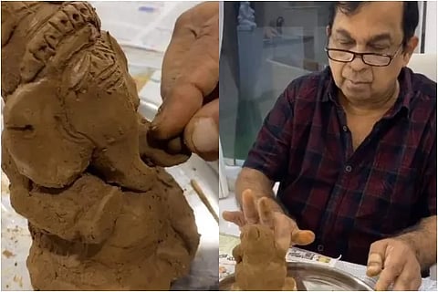 brahmanandam prepares clay ganesh idols