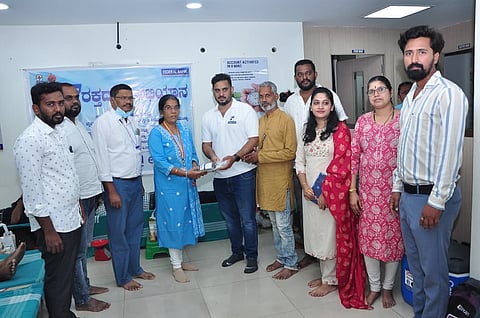Blood donation camp at Federal Bank Mandya