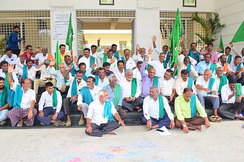 Farmers protest demanding to stop toll collection Mandya