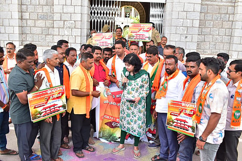 Protest by BJP and Hindu activists Mandya
