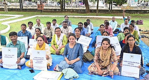 Protest by guest lecturers in Mysore