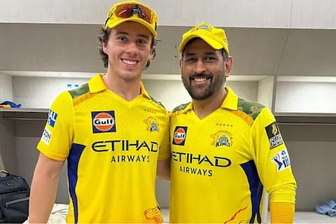 Dewald Brevis and Dhoni
