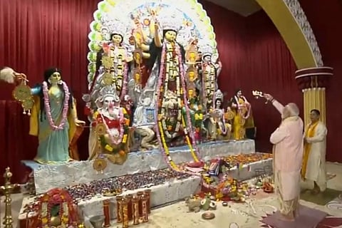 PM Narendra Modi visits Durga puja