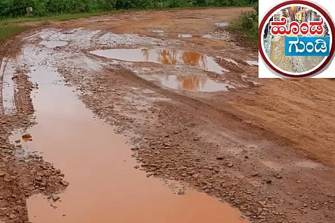 Patched the road potholes with soil
