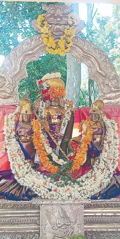 ಯಳಂದೂರು ತಾಲೂಕಿನ ಬಿಳಿಗಿರಿರಂಗನಬೆಟ್ಟದಲ್ಲಿ ಶುಕ್ರವಾರ ದೇವರ ಉತ್ಸವ ಮೂರ್ತಿಯನ್ನು ವಿಶೇಷವಾಗಿ ಅಲಂಕರಿಸಿರುವುದು. 