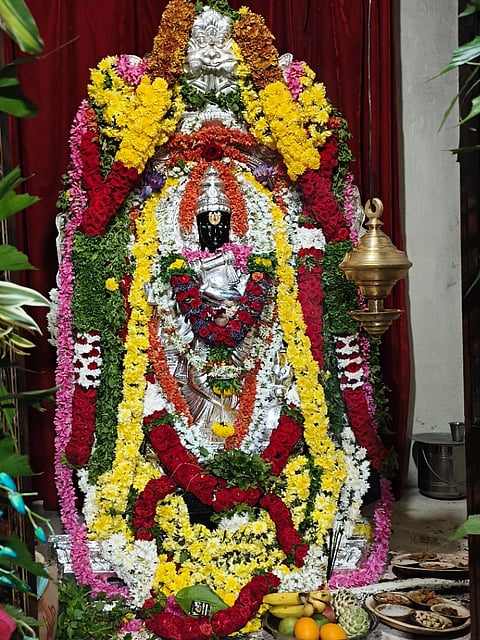 ಹೊಸಪೇಟೆ ಪಟೇಲ್ ನಗರದ ವೇಣುಗೋಪಾಲ ಸ್ವಾಮಿ ದೇಗುಲದಲ್ಲಿ ವಿಶೇಷ ಅಲಂಕಾರ ಮಾಡಿರುವುದು.