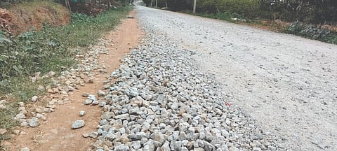 They dumped the gravel and completely forgot about it!