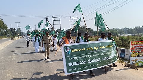 ಮಲಪನಗುಡಿಗೆ ಆಗಮಿಸಿದ ರೈತರ ಪಾದಯಾತ್ರೆ