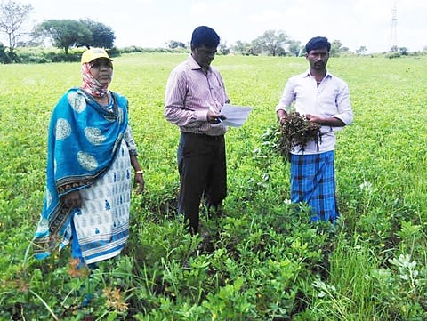 ಅಧಿಕಾರಿಗಳಿಗೆ ಮಾಹಿತಿ ನೀಡುತ್ತಿರುವ ಬಸಯ್ಯ.