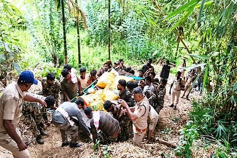 ಚಿಕ್ಕಮಗಳೂರು ಜಿಲ್ಲೆ ಕೊಪ್ಪದಲ್ಲಿ ಕಾಡುಕೋಣಗಳ ಸೆರೆಗೆ ಅಗತ್ಯ ಕ್ರಮ ಕೈಗೊಂಡಿರುವ ಅರಣ್ಯ ಇಲಾಖೆ ಸಿಬ್ಬಂದಿ.