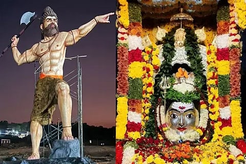 ತುಂಗಾ ನದಿಯ ಎಡದಂಡೆಯಲ್ಲಿ ನಿಲ್ಲಿಸಿರುವ ಪರಶುರಾಮ ದೇವರ ಪ್ರತಿಮೆ ಮತ್ತು ಶ್ರೀ ರಾಮೇಶ್ವರ ದೇವರು.