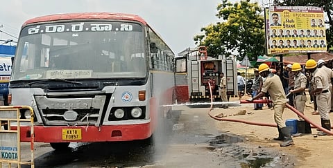 Fire in a moving KSRTC bus!