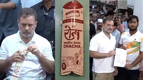 ನೀಟ್ ಗಾಯಾಳು ಜತೆ ‘ಖಾನ್ ಚಾಚಾ’ ರೋಲ್ ಸವಿದ ರಾಹುಲ್ ಗಾಂಧಿ 