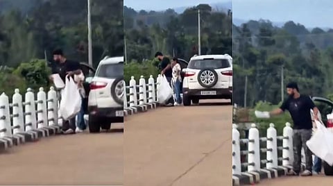 ಕಾವೇರಿ ನದಿಗೆ ಕಸದ ಮೂಟೆ ಎಸೆದ ಜೋಡಿ