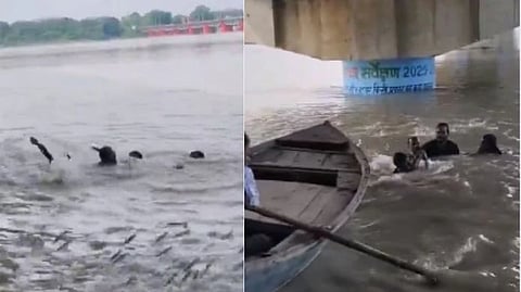 ಗಂಗಾ ನದಿಗೆ ಬಿದ್ದ ಮೂವರ ಜೀವ ಉಳಿಸಿದ ವ್ಯಕ್ತಿ 